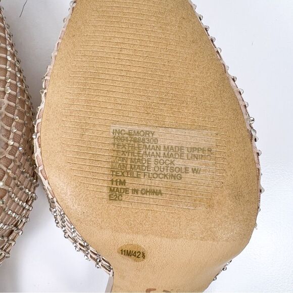 INC Emory Rhinestone Mesh Slide Stiletto Heels Pointed Toe Gold 11 NEW imperfect - Picture 16 of 17